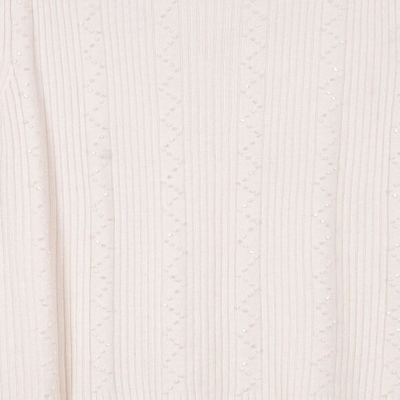 Designers Originals Sweater Shirt Petite S Womens White Ribbed Luxelon Beads - Picture 3 of 5